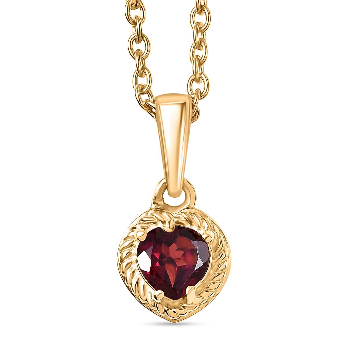 D'Joy Rhodolite Garnet Heart Pendant with Chain (Size 20) in Yellow Gold Tone 4458769 0