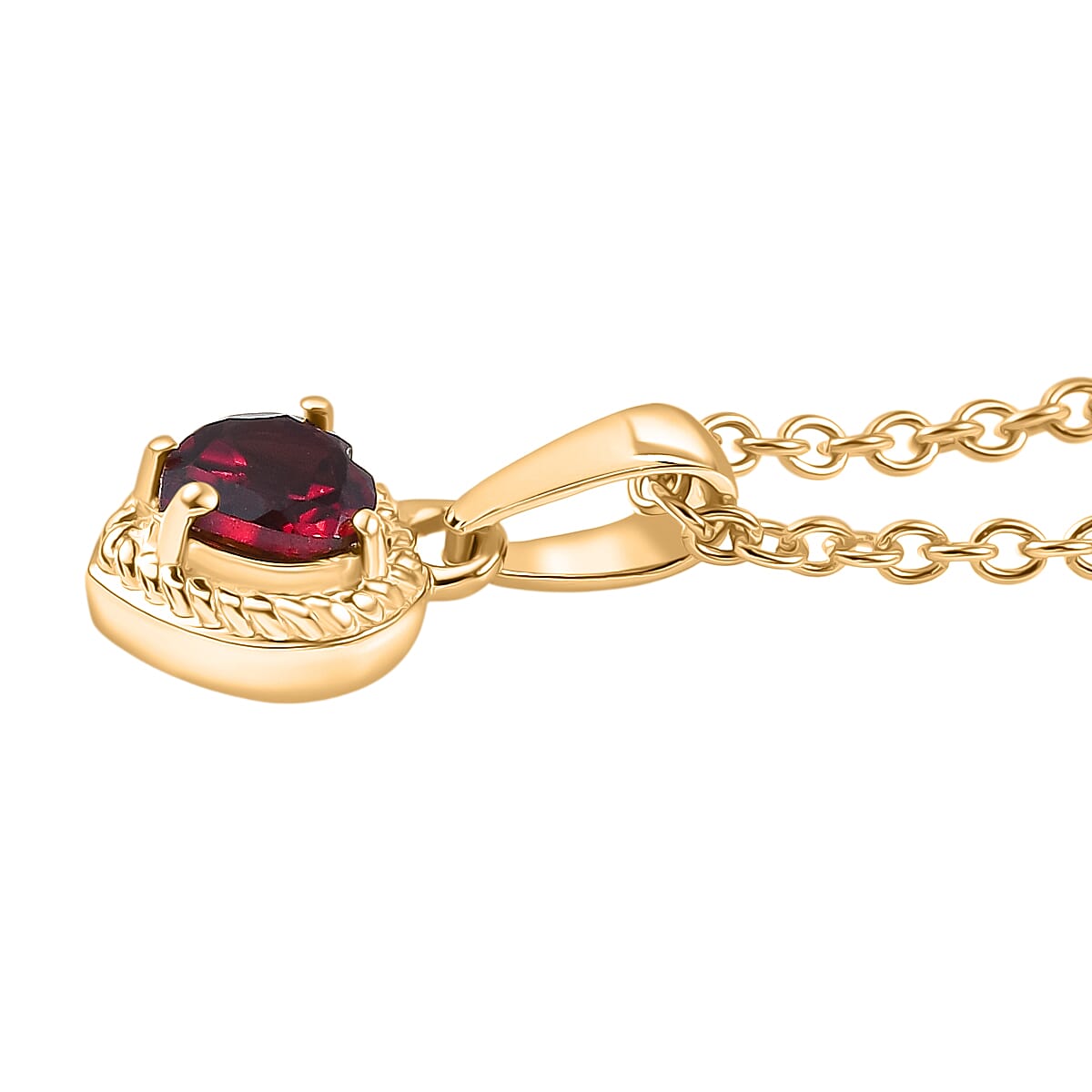 D'Joy Rhodolite Garnet Heart Pendant with Chain (Size 20) in Yellow Gold Tone 4458769 4
