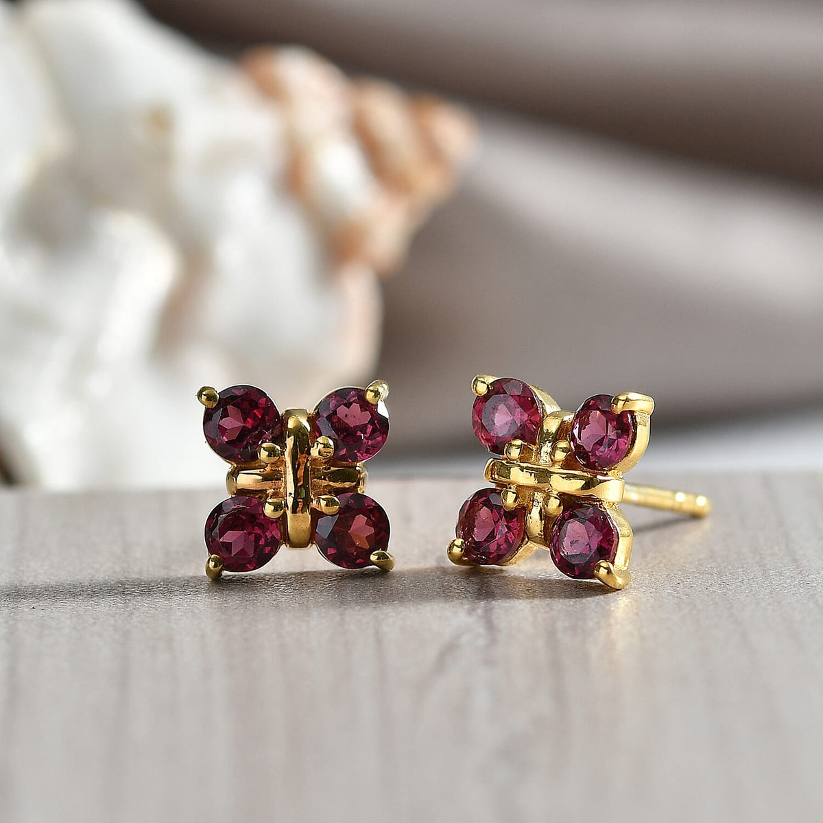 D'Joy Rhodolite Garnet Push Post Earring in Yellow Gold Plated Sterling Silver 1.21 Ct. 8500421 3