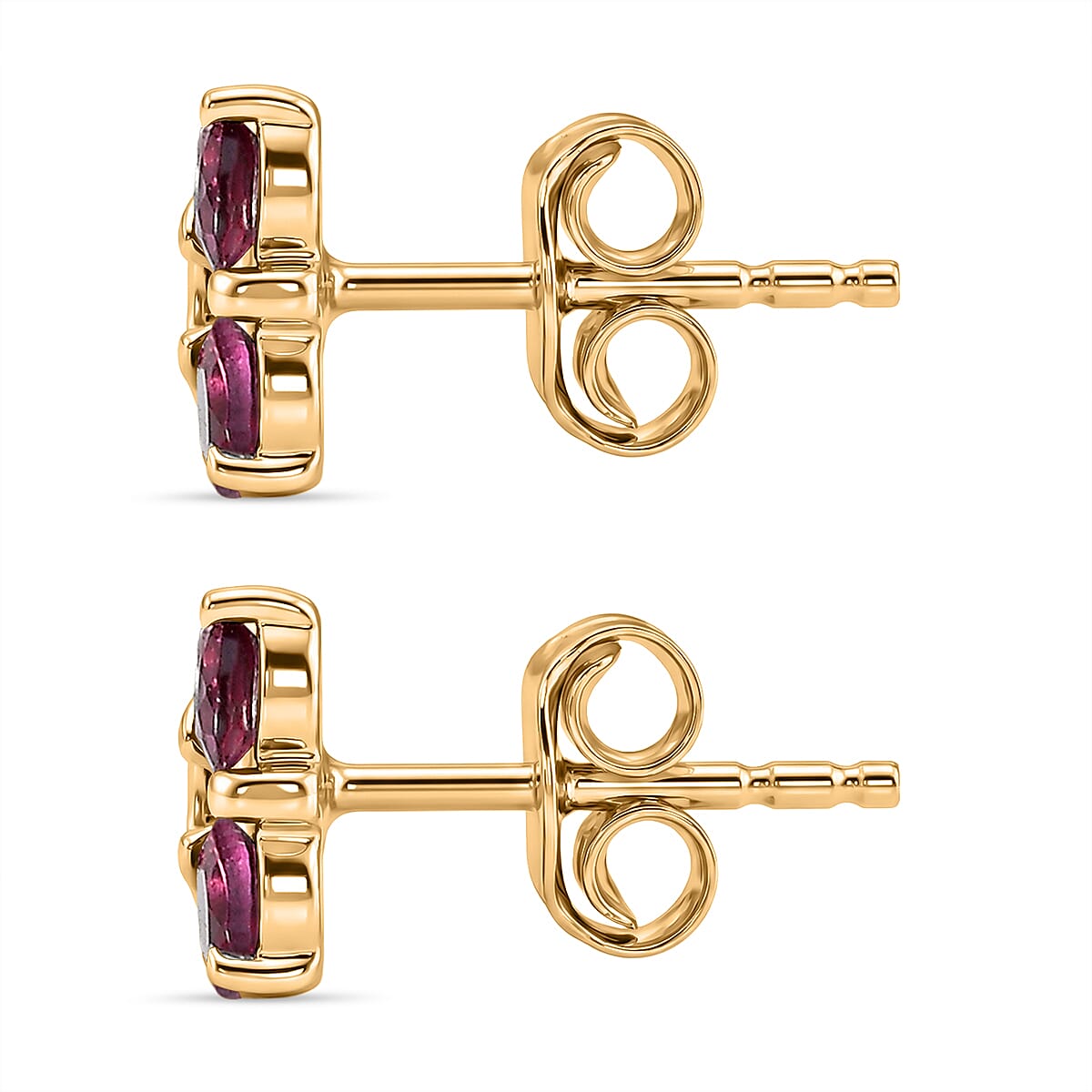 D'Joy Rhodolite Garnet Push Post Earring in Yellow Gold Plated Sterling Silver 1.21 Ct. 8500421 4