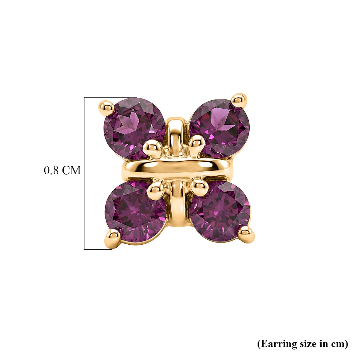 D'Joy Rhodolite Garnet Push Post Earring in Yellow Gold Plated Sterling Silver 1.21 Ct. 8500421 5