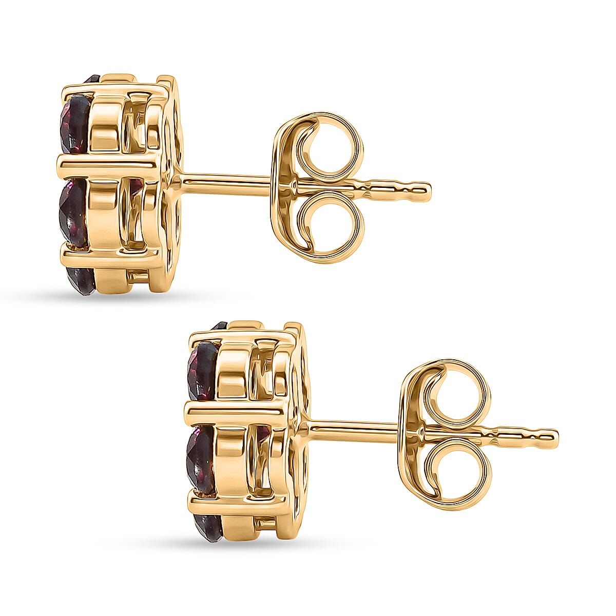 D'Joy Rhodolite Garnet Floral Cluster Earring with Push Back in Yellow Gold Plated Sterling Silver 2.61 Ct. 8500422 4