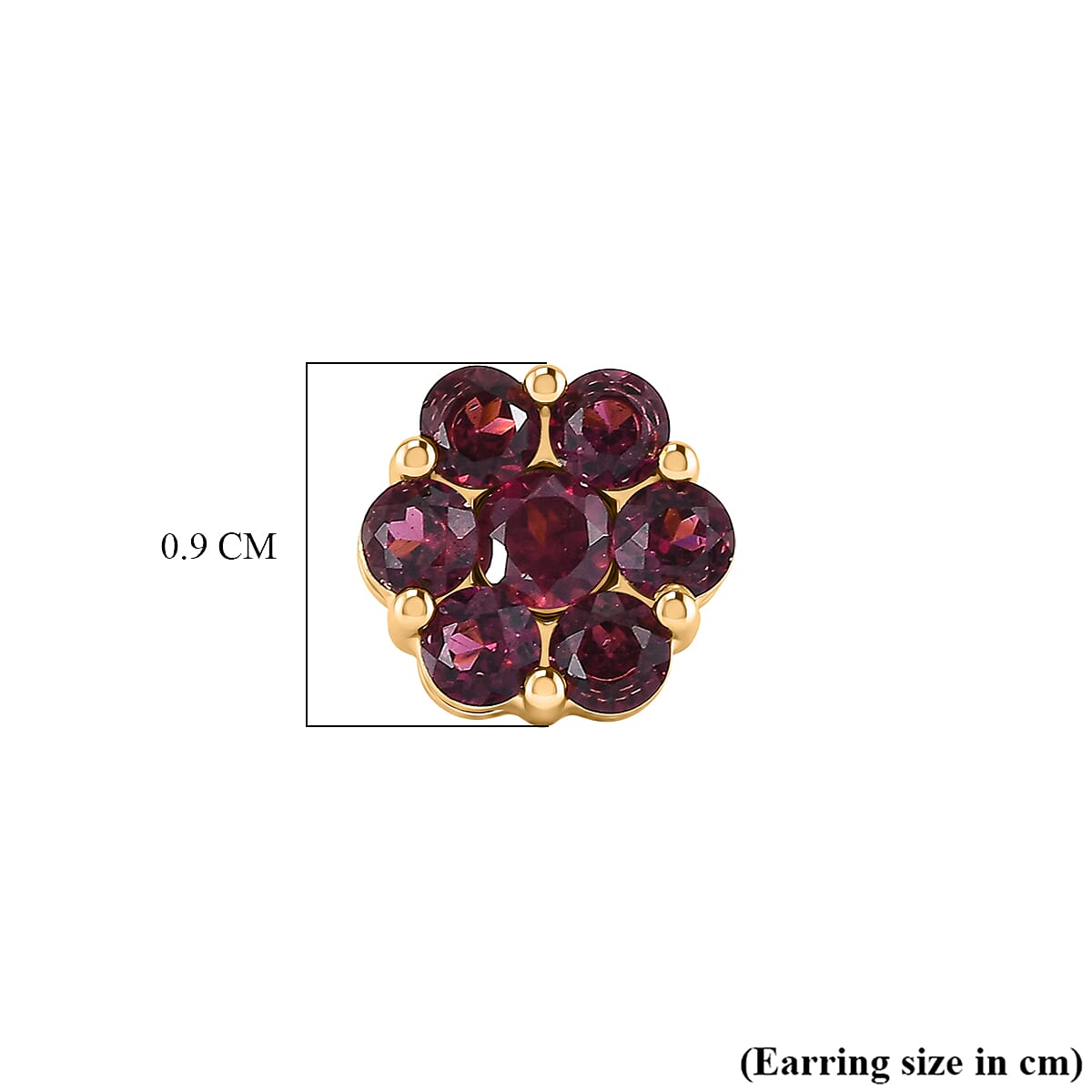 D'Joy Rhodolite Garnet Floral Cluster Earring with Push Back in Yellow Gold Plated Sterling Silver 2.61 Ct. 8500422 5
