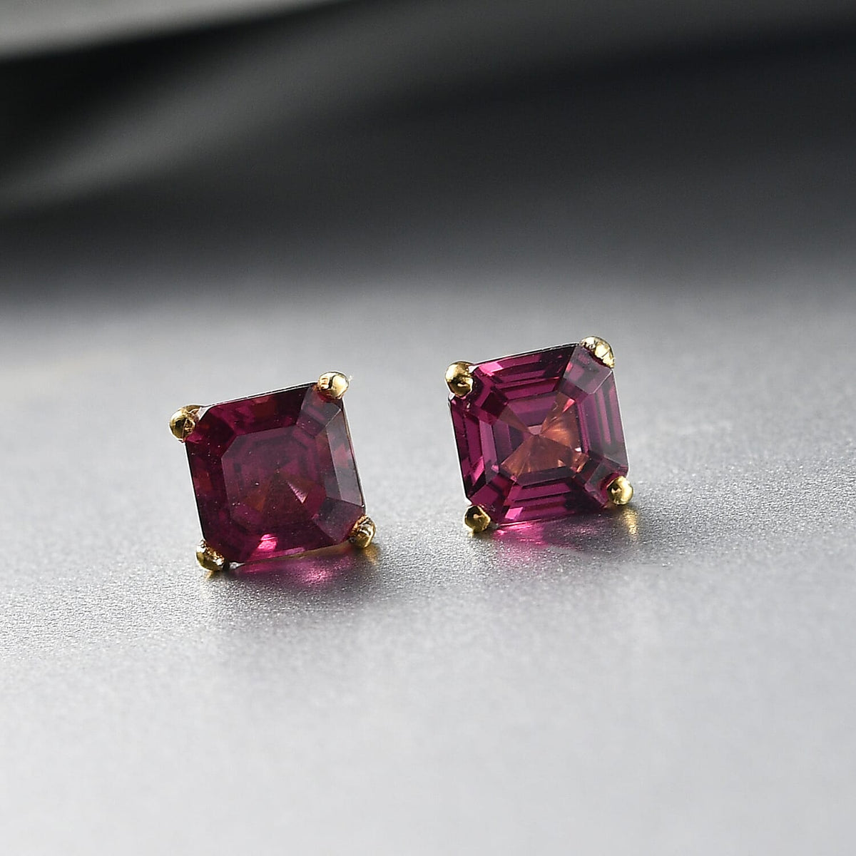 Orissa Natural Rhodolite Garnet Solitaire Stud Earring with Push Back in Yellow Gold Plated Sterling Silver 1.56 Ct. 8413036 2
