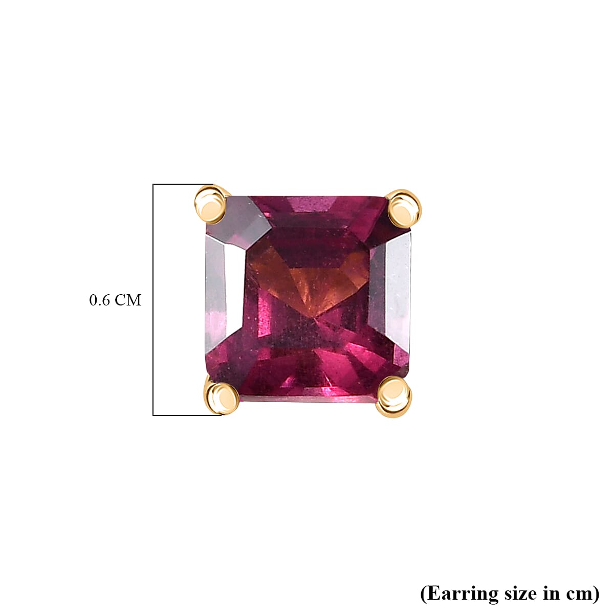 Orissa Natural Rhodolite Garnet Solitaire Stud Earring with Push Back in Yellow Gold Plated Sterling Silver 1.56 Ct. 8413036 5