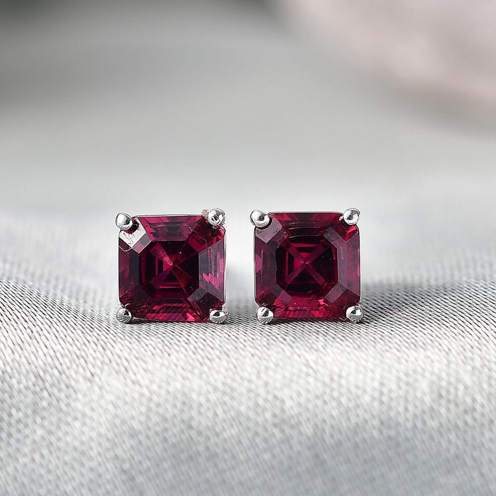 D'Joy Rhodolite Garnet Solitaire Earring with Push Back in Platinum Overlay Sterling Silver 1.69 Ct. 8412071 2
