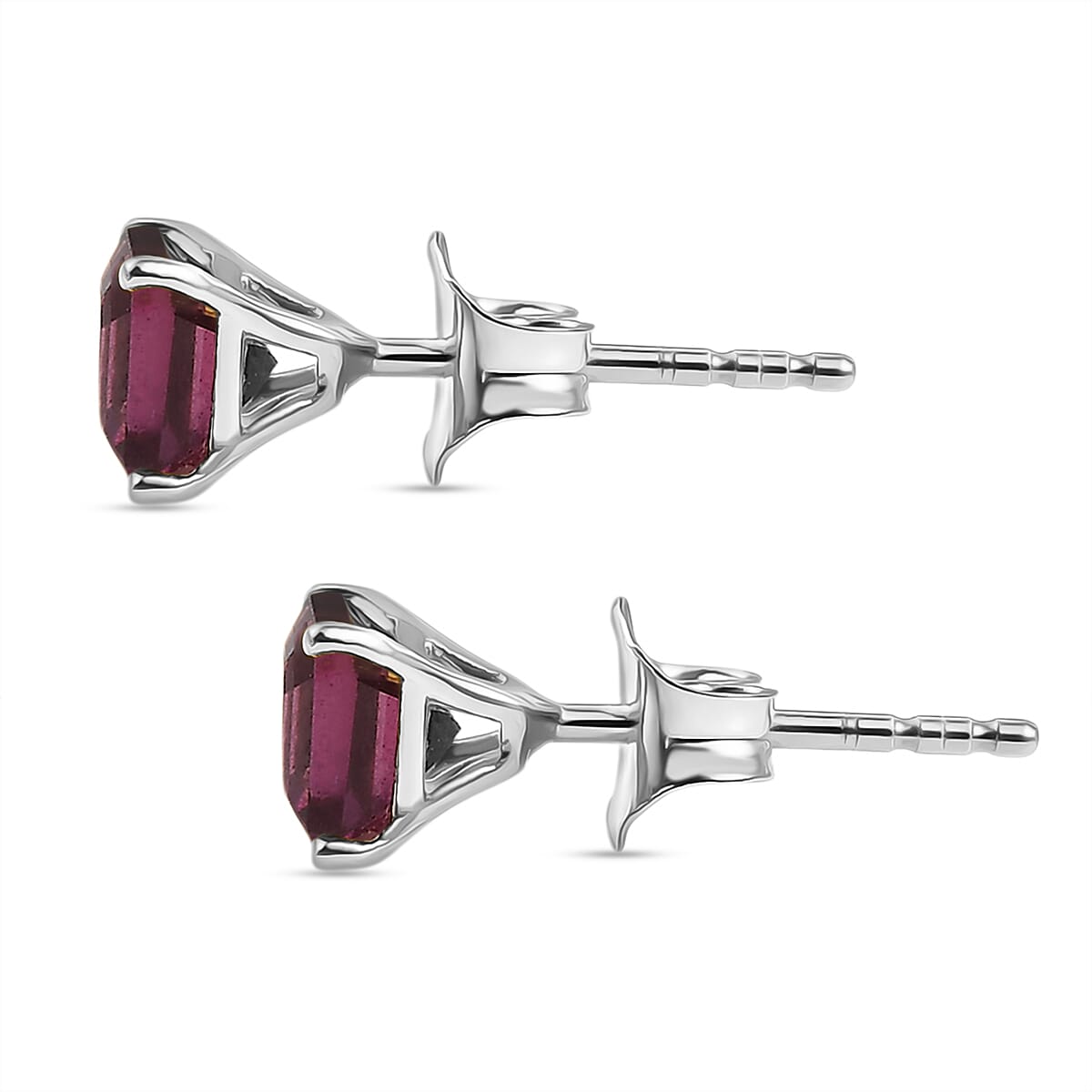 D'Joy Rhodolite Garnet Solitaire Earring with Push Back in Platinum Overlay Sterling Silver 1.69 Ct. 8412071 4