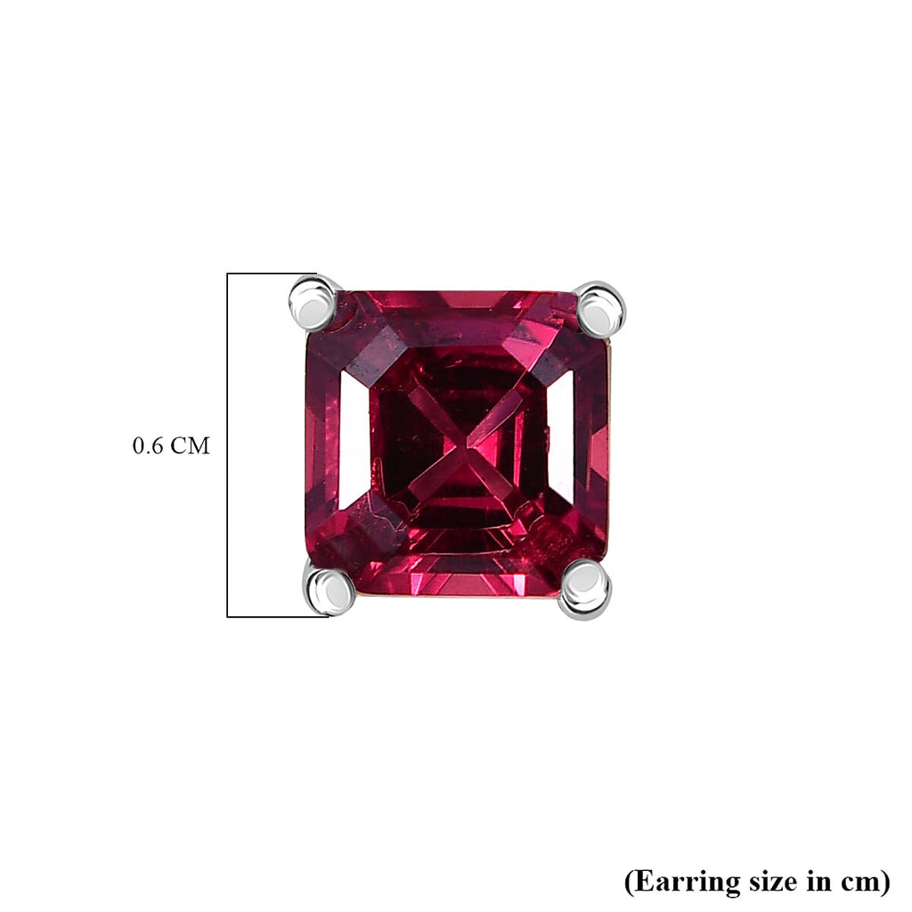 D'Joy Rhodolite Garnet Solitaire Earring with Push Back in Platinum Overlay Sterling Silver 1.69 Ct.