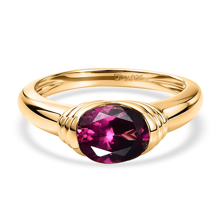 D'Joy Orissa Natural Rhodolite Garnet Solitaire Ring in Yellow Gold Plated Sterling Silver 1.60 Ct. 8413003 1
