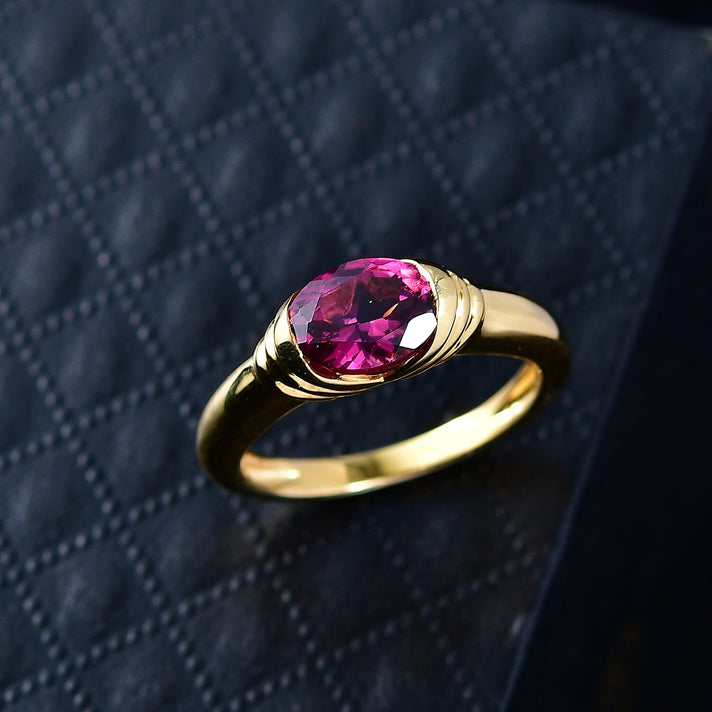 D'Joy Orissa Natural Rhodolite Garnet Solitaire Ring in Yellow Gold Plated Sterling Silver 1.60 Ct. 8413003 2