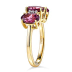 D'Joy Orissa Natural Rhodolite Garnet & White Zircon 3 Stone Ring in 18K Vermeil Yellow Gold Plated Sterling Silver 3.35 Ct.