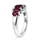 D'Joy Rhodolite Garnet & White Zircon 5 Stone Ring in Platinum Overlay Sterling Silver 1.80 Ct.