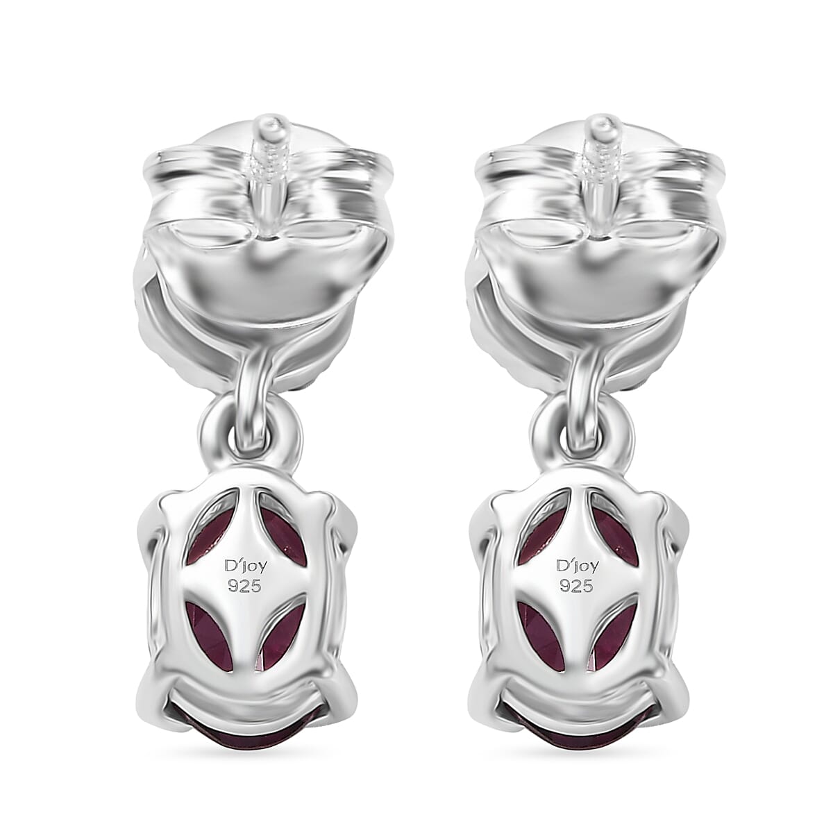 D'Joy Orissa Natural Rhodolite Garnet, White Zircon Dangling Earring in Platinum Overlay Sterling Silver 2.51 Ct. 8412036 5