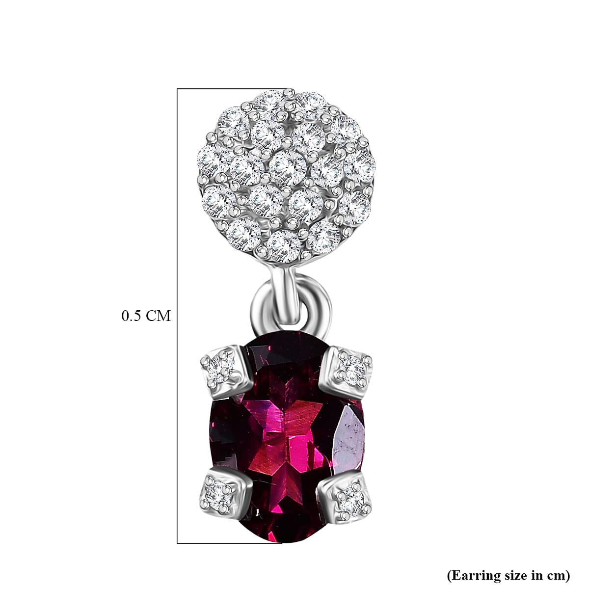 D'Joy Orissa Natural Rhodolite Garnet, White Zircon Dangling Earring in Platinum Overlay Sterling Silver 2.51 Ct. 8412036 6