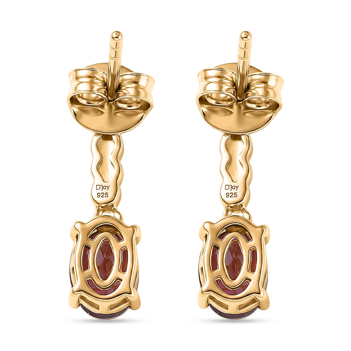 D'Joy Rhodolite Garnet &amp; White Zircon Dangling Push Back Earring in Yellow Gold Plated Sterling Silver 2.03 Ct. 8500927 5