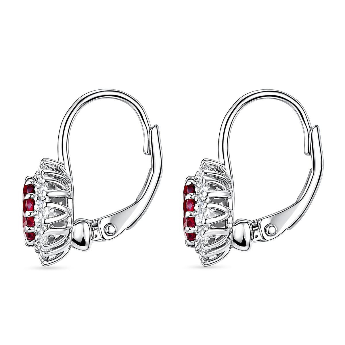 D'Joy Orissa Natural Rhodolite Garnet &amp; White Zircon Halo Earring with Lever Back in Platinum Overlay Sterling Silver 2.96 Ct. 8412199 4