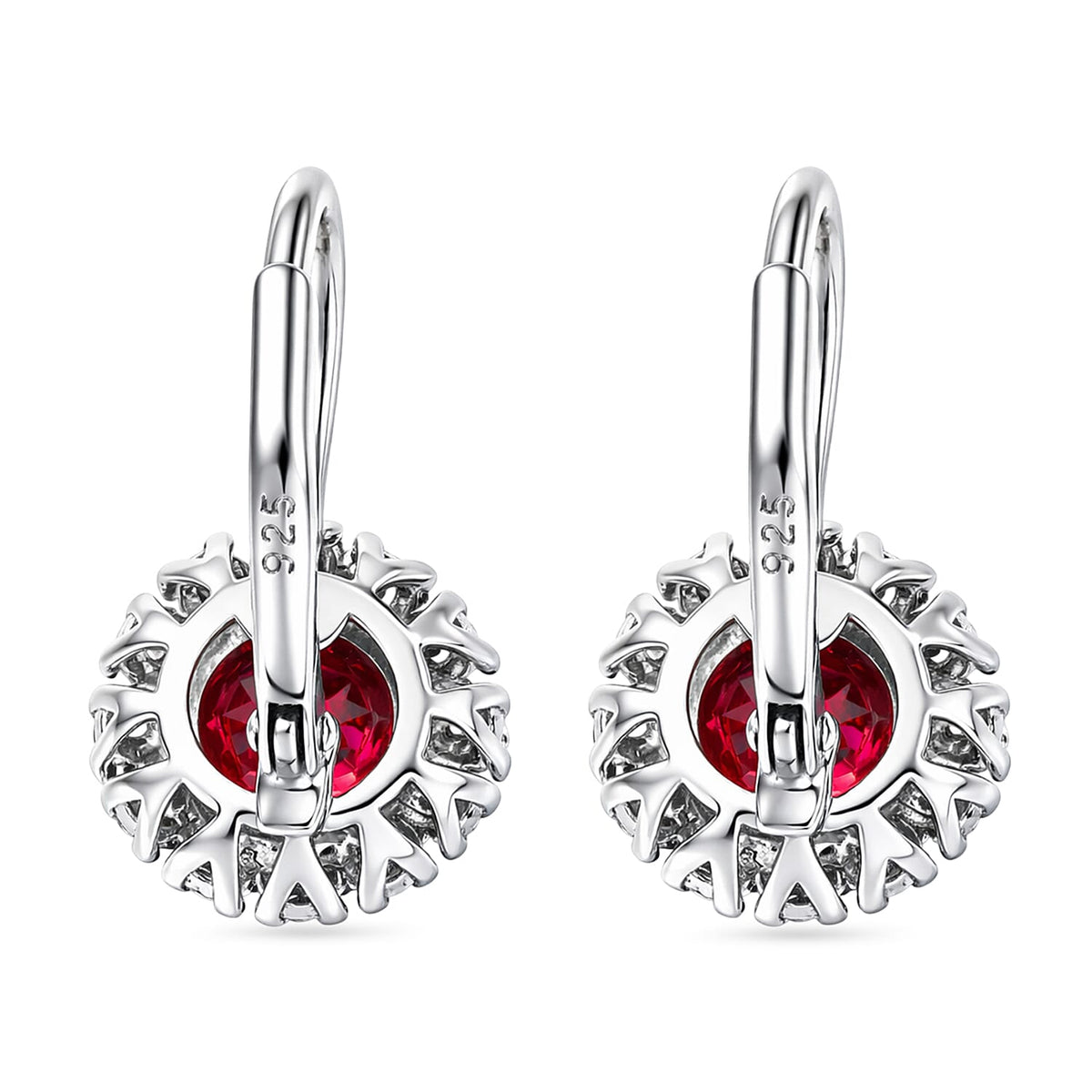 D'Joy Orissa Natural Rhodolite Garnet &amp; White Zircon Halo Earring with Lever Back in Platinum Overlay Sterling Silver 2.96 Ct. 8412199 5