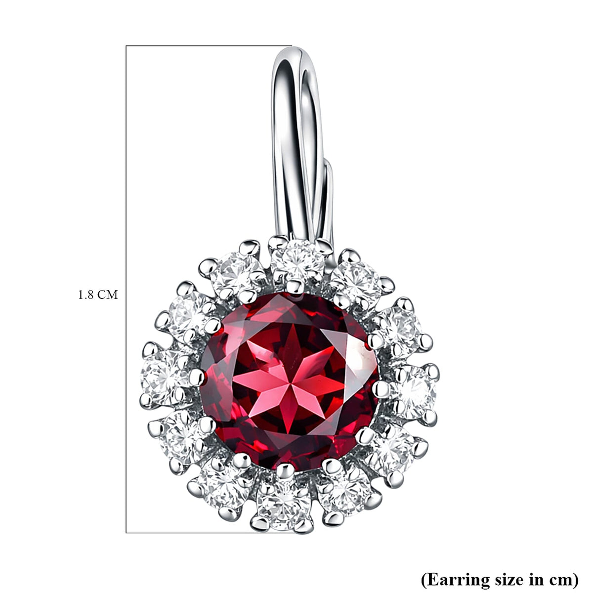 D'Joy Orissa Natural Rhodolite Garnet &amp; White Zircon Halo Earring with Lever Back in Platinum Overlay Sterling Silver 2.96 Ct. 8412199 6