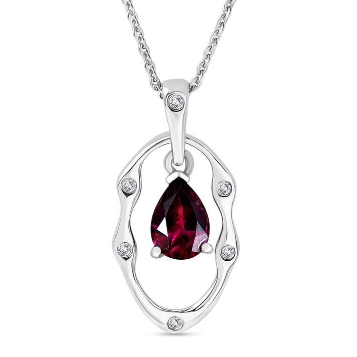 D'Joy Rhodolite Garnet &amp; White Zircon Pendant with Chain (Size 20) in Platinum Overlay Sterling Silver 0.95 Ct. 4458771 1