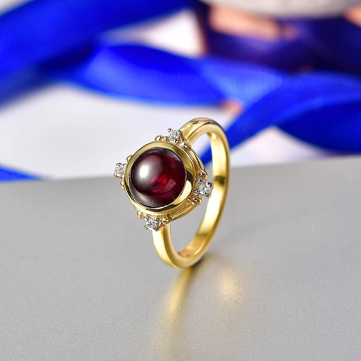 D'Joy Orissa Natural Rhodolite Garnet, White Zircon Solitaire Ring in Yellow Gold Plated Sterling Silver 2.72 Ct. 8412141 2