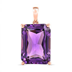 D'Joy Rose De France Amethyst Solitaire Pendant in 18K Vermeil Rose Gold Plated Sterling Silver 15.15 Ct.