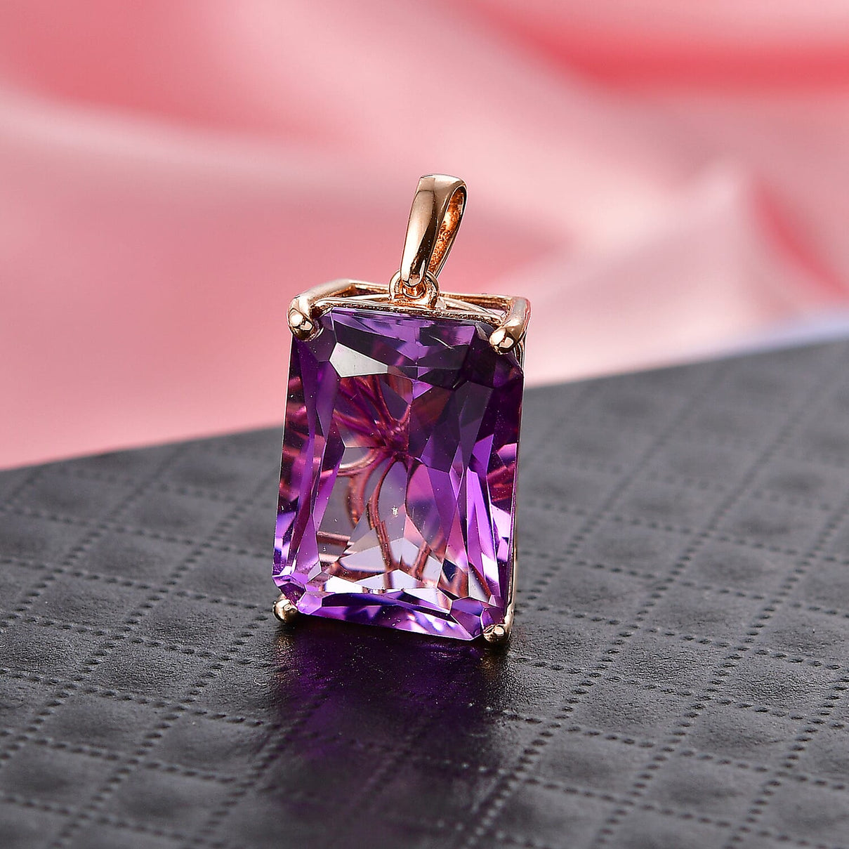 D'Joy Rose De France Amethyst Solitaire Pendant in 18K Vermeil Rose Gold Plated Sterling Silver 15.15 Ct. 8434720 3