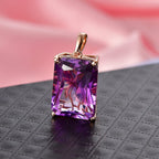 D'Joy Rose De France Amethyst Solitaire Pendant in 18K Vermeil Rose Gold Plated Sterling Silver 15.15 Ct.