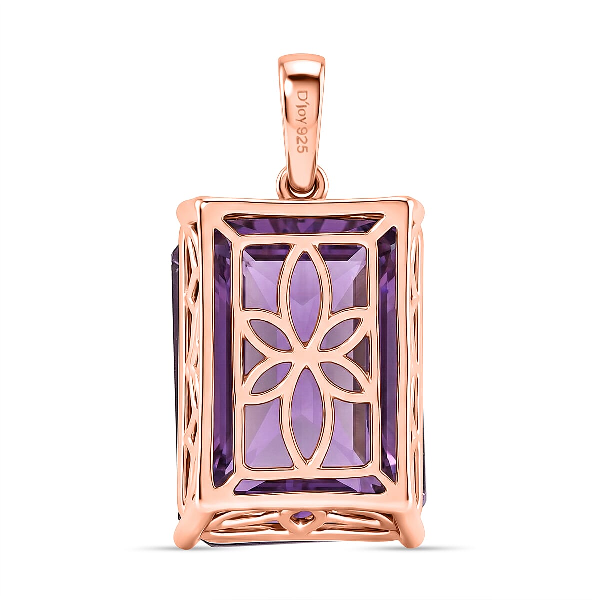 D'Joy Rose De France Amethyst Solitaire Pendant in 18K Vermeil Rose Gold Plated Sterling Silver 15.15 Ct. 8434720 5