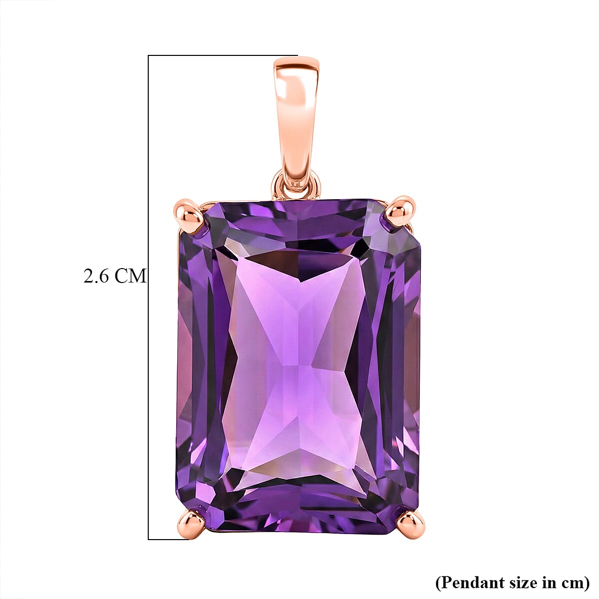 D'Joy Rose De France Amethyst Solitaire Pendant in 18K Vermeil Rose Gold Plated Sterling Silver 15.15 Ct. 8434720 6