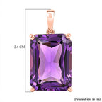 D'Joy Rose De France Amethyst Solitaire Pendant in 18K Vermeil Rose Gold Plated Sterling Silver 15.15 Ct.