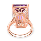 D'Joy Rose De France RADIANT CUT Amethyst Solitaire Ring in 18K Vermeil Rose Gold Plated Sterling Silver 15.36 Ct.