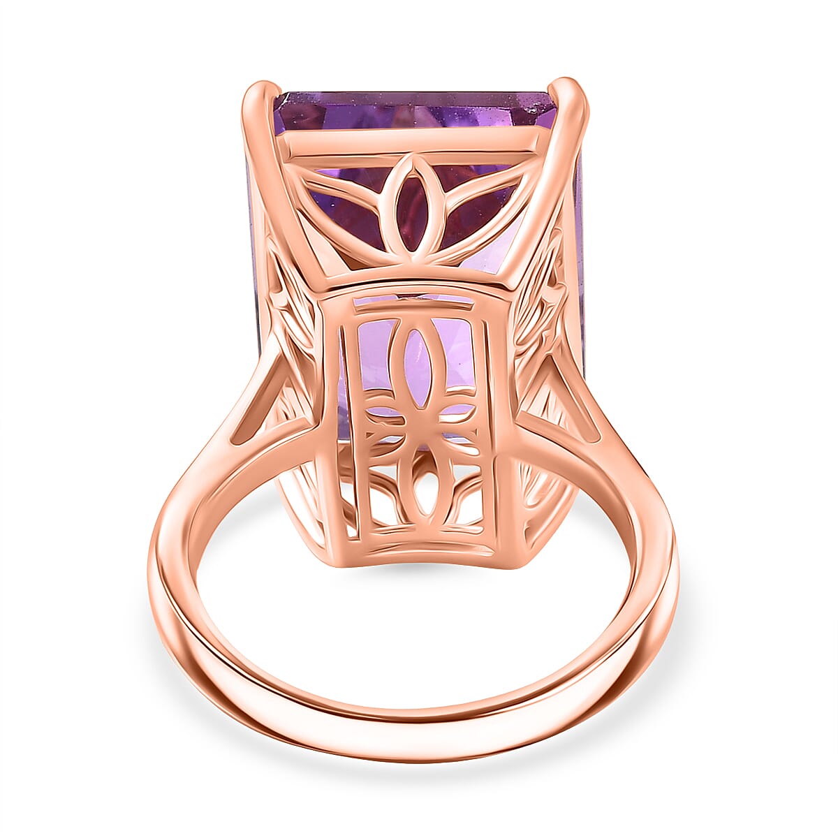 D'Joy Rose De France RADIANT CUT Amethyst Solitaire Ring in 18K Vermeil Rose Gold Plated Sterling Silver 15.36 Ct. 8434710 5