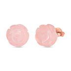 D'Joy Rose Quartz Beads Earring with Push Back in Rose Gold Plated Sterling Silver 16.5 Ct.