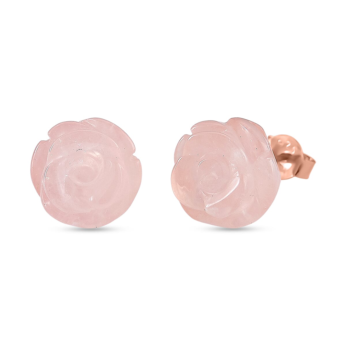 D'Joy 16.5 Ct. Rose Quartz Beads Earring with Push Back in Rose Gold Plated Sterling Silver 8311469 0