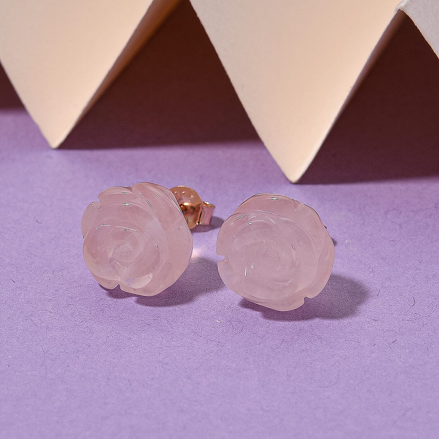 D'Joy 16.5 Ct. Rose Quartz Beads Earring with Push Back in Rose Gold Plated Sterling Silver 8311469 2