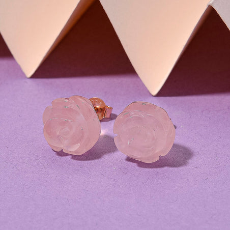 D'Joy 16.5 Ct. Rose Quartz Beads Earring with Push Back in Rose Gold Plated Sterling Silver 8311469 2