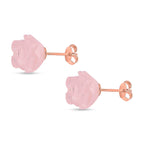 D'Joy Rose Quartz Beads Earring with Push Back in Rose Gold Plated Sterling Silver 16.5 Ct.