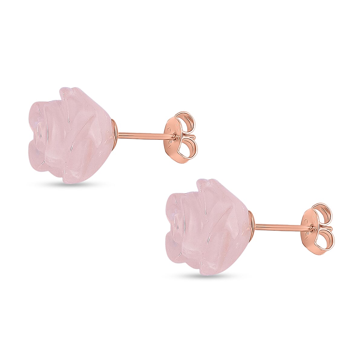 D'Joy 16.5 Ct. Rose Quartz Beads Earring with Push Back in Rose Gold Plated Sterling Silver 8311469 4
