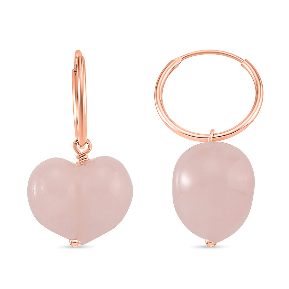 D'Joy 22 Ct. Rose Quartz Beads 2-in-1 Hoop Earring in Rose Gold Plated Sterling Silver V32629840 0