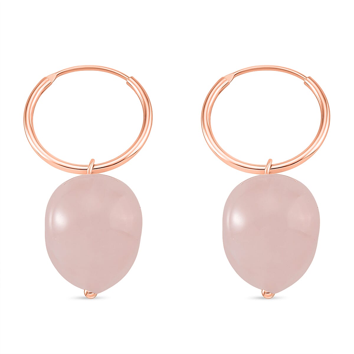 D'Joy 22 Ct. Rose Quartz Beads 2-in-1 Hoop Earring in Rose Gold Plated Sterling Silver V32629840 4