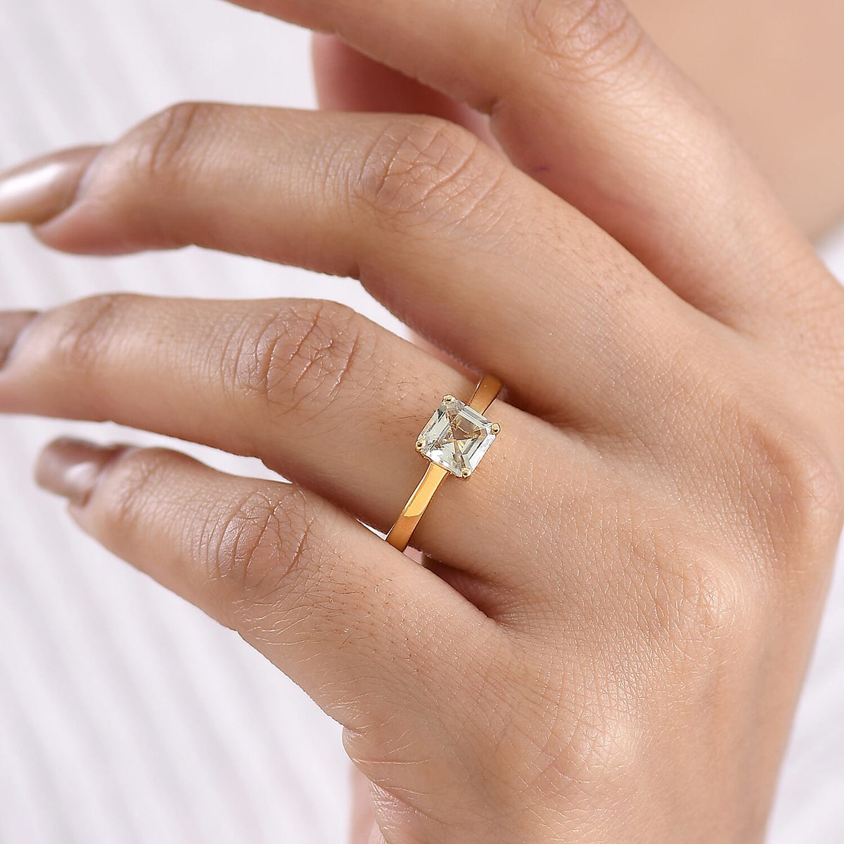 D'Joy Royal Asscher Cut AAA Natural Turkizite Solitaire Ring in 18K Vermeil Yellow Gold Plated Sterling Silver 1.25 Ct. V32646806 3