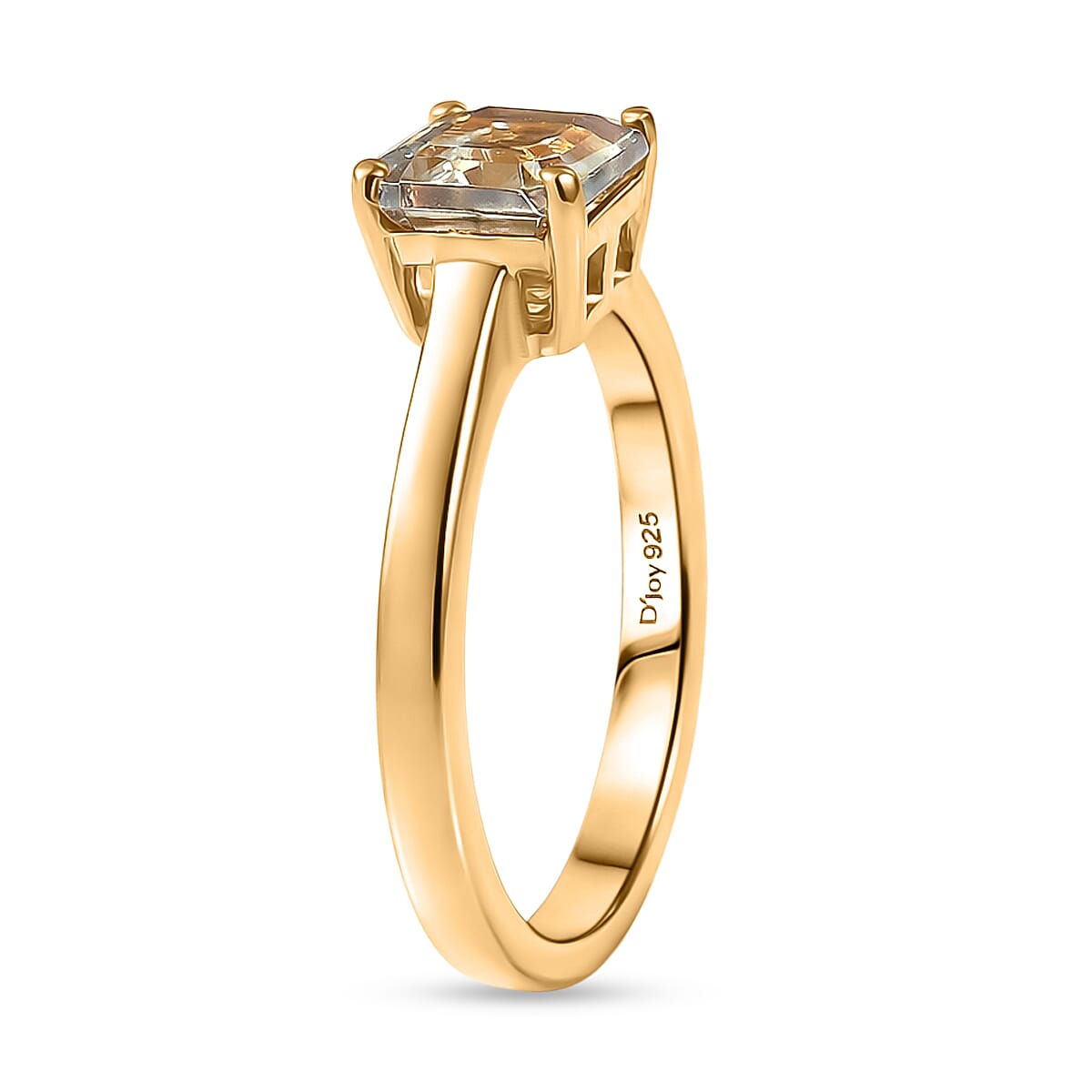 D'Joy Royal Asscher Cut AAA Natural Turkizite Solitaire Ring in 18K Vermeil Yellow Gold Plated Sterling Silver 1.25 Ct. V32646806 4