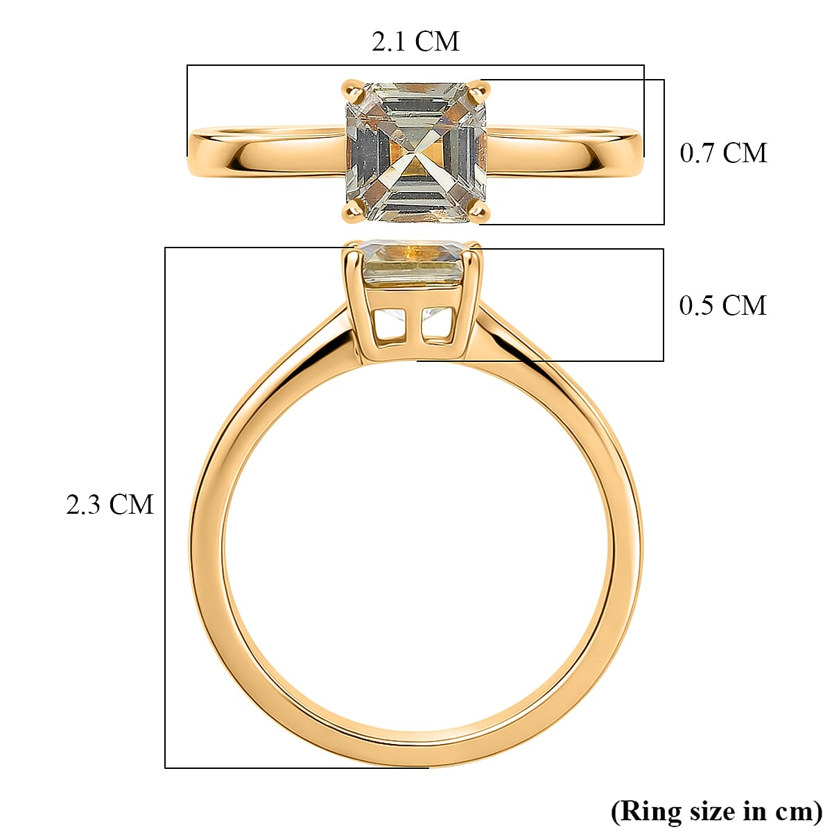 D'Joy Royal Asscher Cut AAA Natural Turkizite Solitaire Ring in 18K Vermeil Yellow Gold Plated Sterling Silver 1.25 Ct. V32646806 6