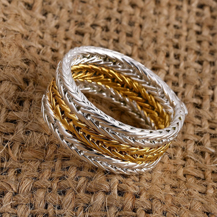 D'Joy Royal Bali Collection Sterling Silver Ring in Two Tone Plated, Silver Wt. 6.90 Gms. 8261727 2