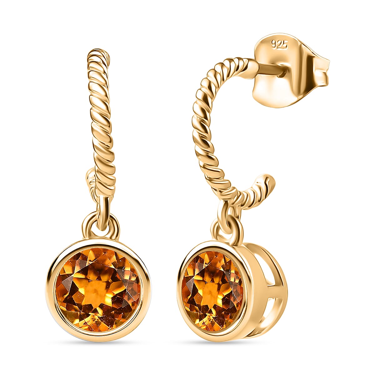 D'Joy Serra Gaucha Citrine Dangling Earring in Yellow Gold Plated Sterling Silver 1.54 Ct. 8277249 0