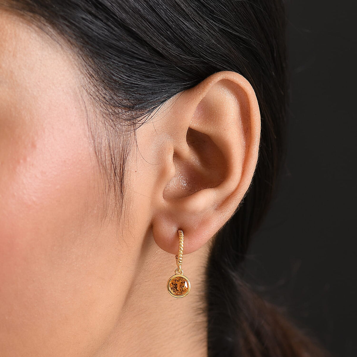 D'Joy Serra Gaucha Citrine Dangling Earring in Yellow Gold Plated Sterling Silver 1.54 Ct. 8277249 2