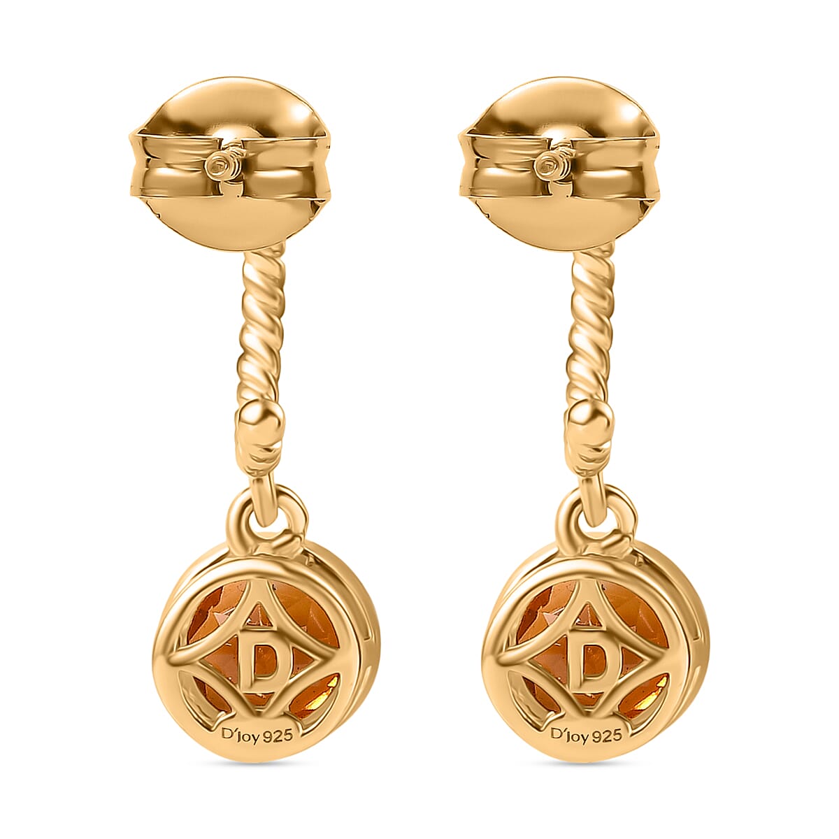 D'Joy Serra Gaucha Citrine Dangling Earring in Yellow Gold Plated Sterling Silver 1.54 Ct. 8277249 4