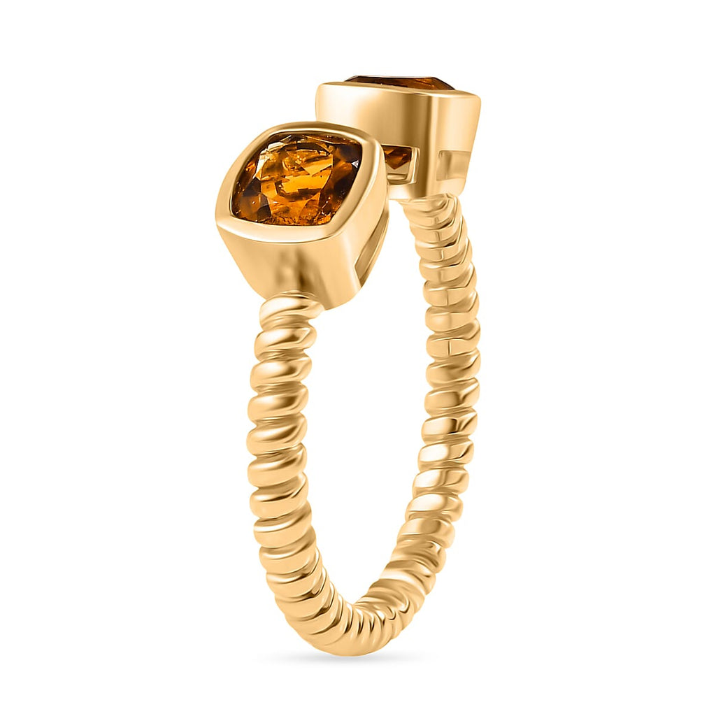 D'Joy Serra Gaucha Citrine Ring in Yellow Gold Plated Sterling Silver 1.09 Ct.