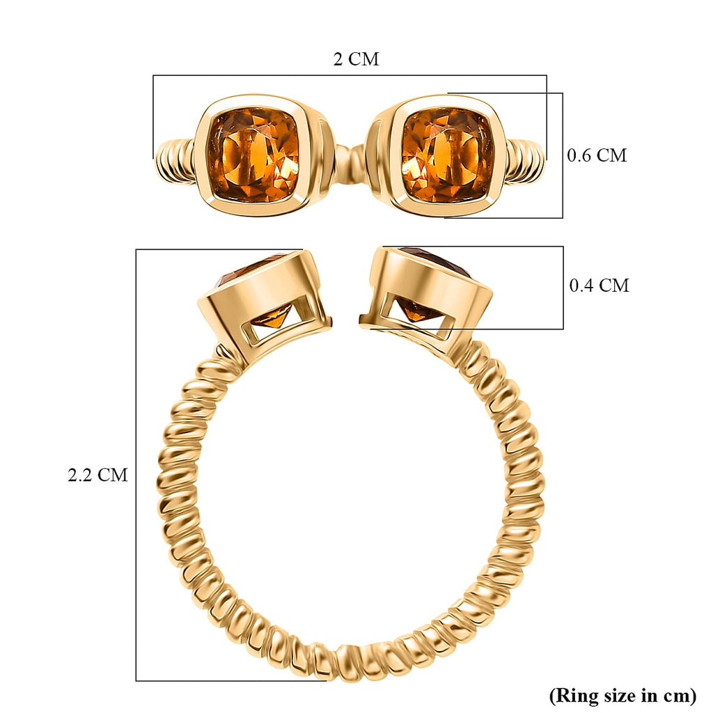 D'Joy Serra Gaucha Citrine Ring in Yellow Gold Plated Sterling Silver 1.09 Ct.