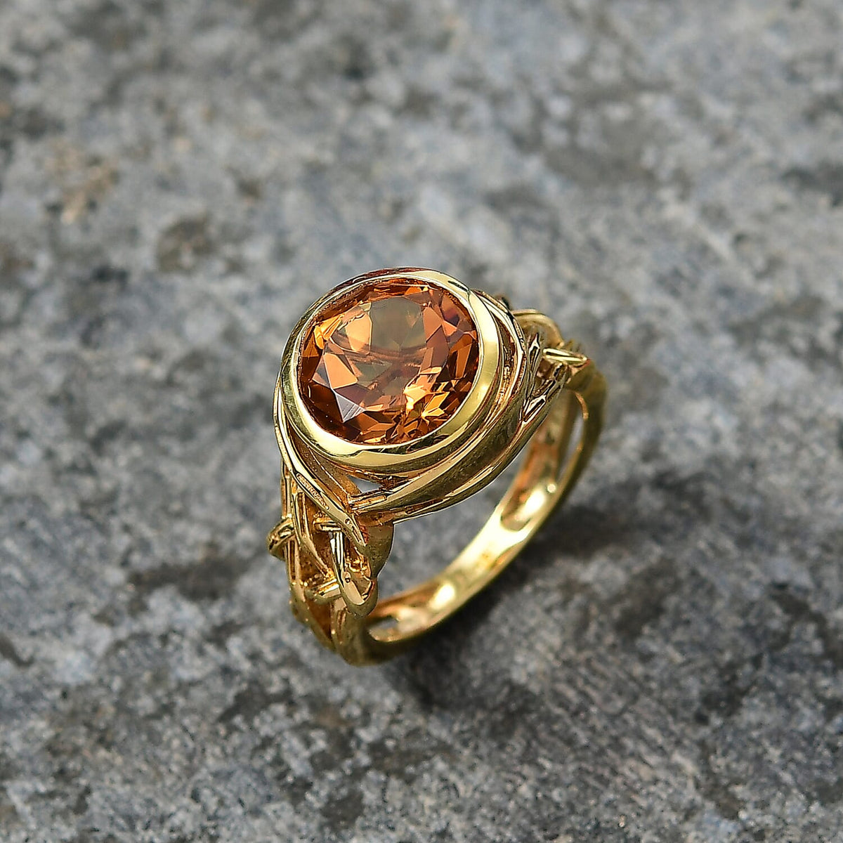 D'Joy Serra Gaucha Citrine Solitaire Ring in Yellow Gold Plated Sterling Silver 3.47 Ct. 8286877 2